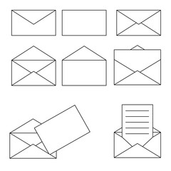 Classic different letter envelopes. Vector illustration. stock image.