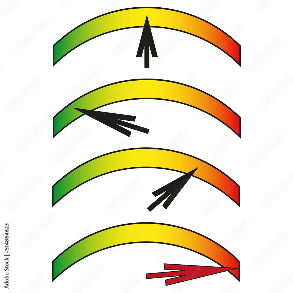 Poster speed dial indicator. icon with speedometer needle. vector illustration. stock image.