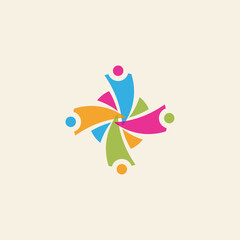 People or human diversity with colorful style logo design illustration