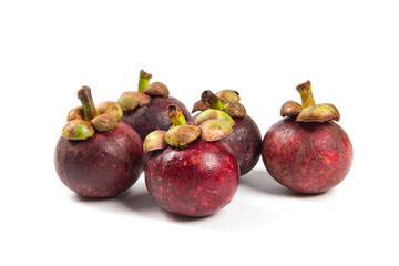 Mangosteen fruit isolated on white background .