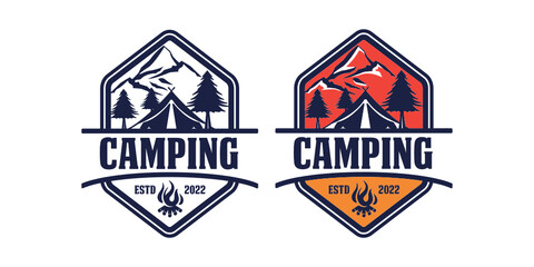 Retro vintage camping adventure logo template