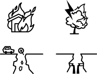 Earthquake and fire icons