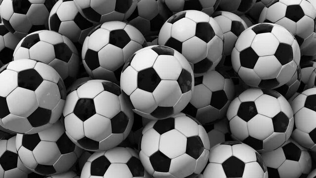 Soccer Balls Background 4k. High quality 4k footage