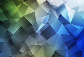 Dark Blue, Green vector gradient triangles pattern.