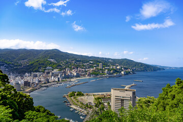 静岡県熱海市　熱海城から見た熱海市街の風景 - obrazy, fototapety, plakaty