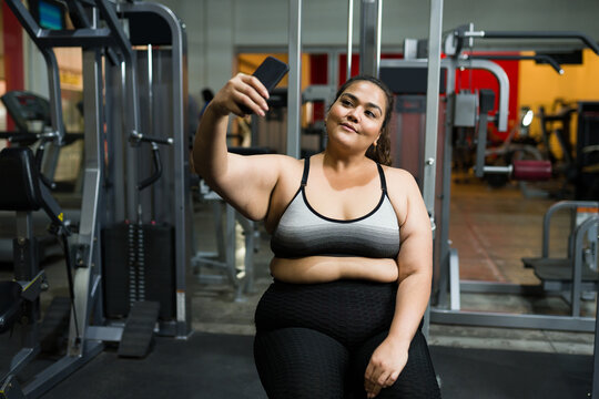 Overweight woman in activewear