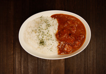 Japanese curry rice on the table