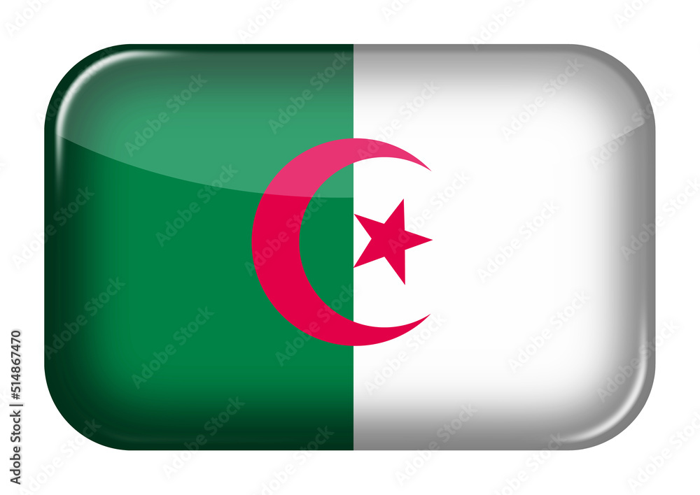 Poster Algeria web icon rectangle button with clipping path 3d illustration