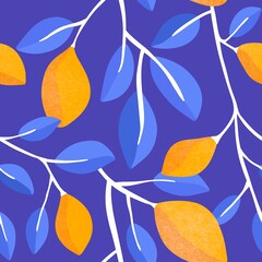 Summer citrus seamless lemon and leaves pattern for clothes print and wrapping paper and notebooks and kids