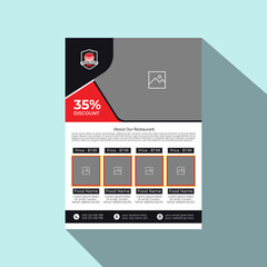 Vertical Delicious Food Flyer or Banner Template Design Vector, Magazine, Poster, Presentation, Brochure, Cover with Creative, Abstract, Modern and Professional colorful A4 Layout