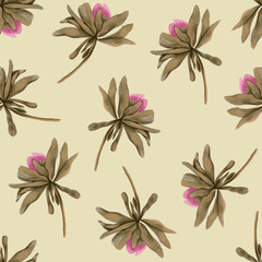 Obraz premium Aster flowers. Vintage seamless pattern in a watercolor style. Pastel colors.