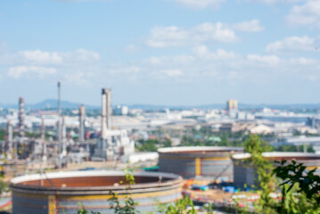 Oil refinery gas petrol plant industry with crude tank, gasoline supply and chemical factory. Petroleum barrel fuel heavy industry oil refinery manufacturing factory plant. Refinery industry concept