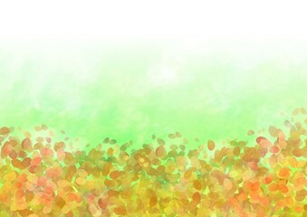 紅葉した葉と緑色のグラデーション背景イラスト