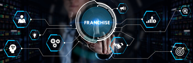 Franchise concept. Business, Technology, Internet and network concept. - obrazy, fototapety, plakaty