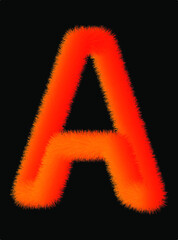 Alphabet a letter. 3d a letter.  A Letter Design Vector with feather. A fur letter.