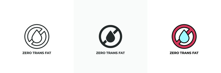 zero trans fat icon. Line, solid and filled outline colorful version, outline and filled vector sign. Idea Symbol, logo illustration. Vector graphics - obrazy, fototapety, plakaty