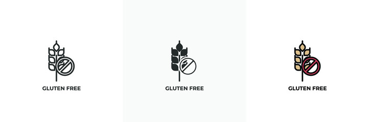 gluten free icon. Line, solid and filled outline colorful version, outline and filled vector sign. Idea Symbol, logo illustration. Vector graphics