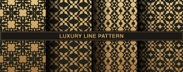 Collection gold and black seamless pattern background