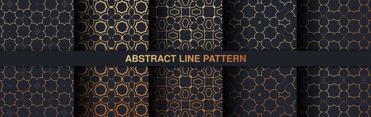 Collection gold and black seamless pattern background