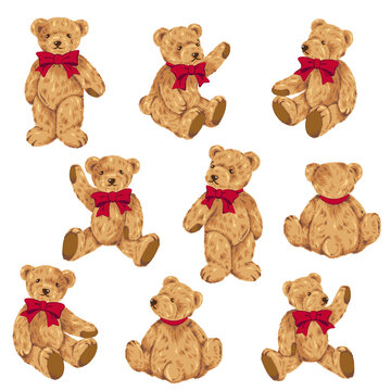 Naklejki Cute bear vector illustration collection,