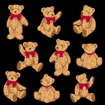 Naklejki Cute bear vector illustration collection,