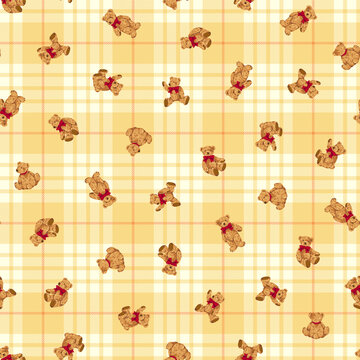 Seamless pattern of cute bear illustration,