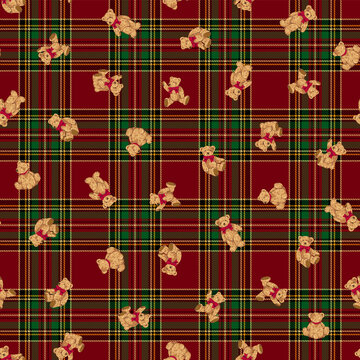 Seamless pattern of cute bear illustration,
