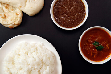 Indian curry and rice on the table