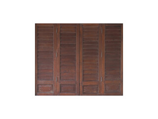 wooden vintage closed window isolated on white background.