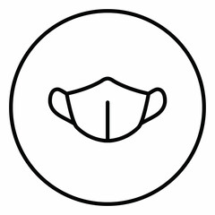 Facemask, infection protect, virus protection, line icon outline in circle, face mask sing.