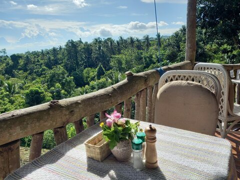 Table at Restaurant with View of Siquijor Hillsides - Siquijor, Philippines