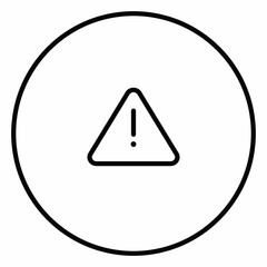 Warning sign in circle black and white outline button, line icon vector illustration, triangle, warning sign, danger, caution, danger