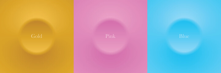 Set of circles gold, pink, blue background with copy space. modern style design for poster, brochure, banner, website. Vector EPS 10