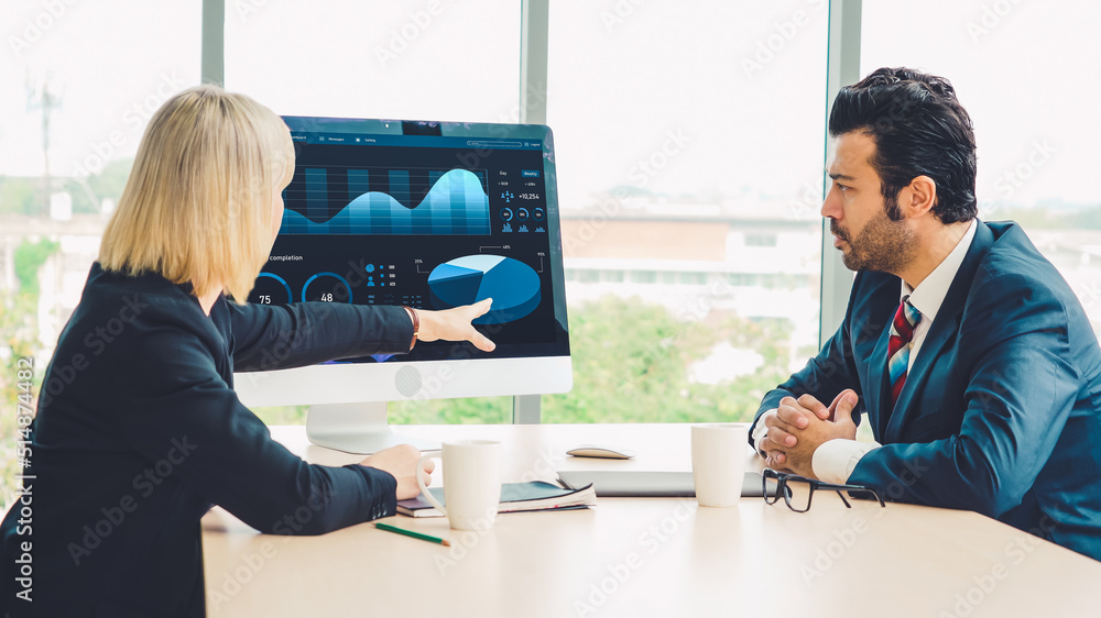 Poster business data dashboard analysis by ingenious computer software . investment application display bus