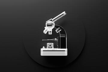3d illustration realistic laboratory microscope no black background. 3d chemistry, pharmaceutical instrument, microbiological magnifying instrument.