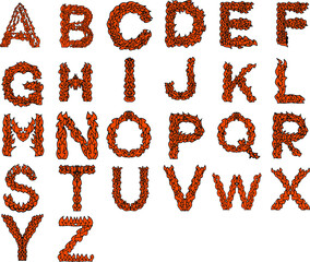 Letter a-z, Thai pattern, orange