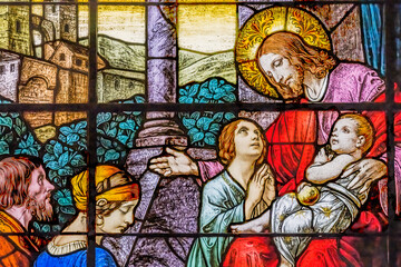 Jesus Little Children Stained Glass Gesu Church Miami Florida