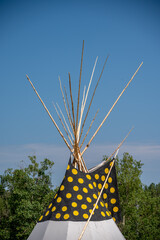 Top of a Tipi (tepee) at Canada Day celebrations in Calgary, Alberta.