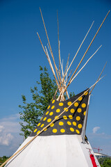 Top of a Tipi (tepee) at Canada Day celebrations in Calgary, Alberta. © Jeff Whyte