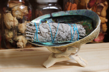 Dried Lavender With Palo Santo Wood and Abalone Shell For Smudging Ritual