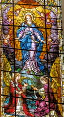 Assumption Virgin Mary Stained Glass Gesu Church Miami Florida
