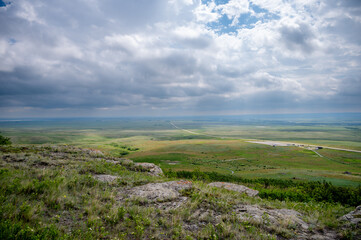 Fototapeta na wymiar Views at Head-Smashed-In Buffalo Jump world heritage site in Southern Alberta Canada.
