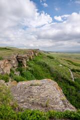 Fototapeta na wymiar Views at Head-Smashed-In Buffalo Jump world heritage site in Southern Alberta Canada.