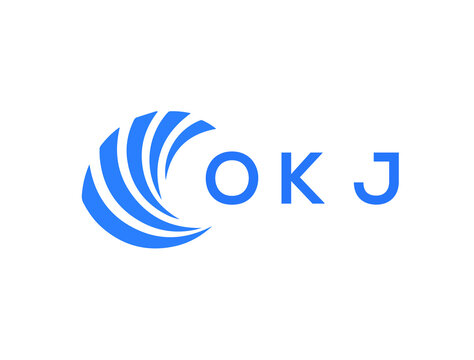 OKJ Flat accounting logo design on white background. OKJ creative initials Growth graph letter logo concept. OKJ business finance logo design.
