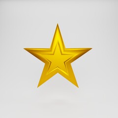 3d render gold star on white background