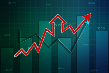 3d rendering business graph and documents. Stock market chart. Business graph background, Financial Background