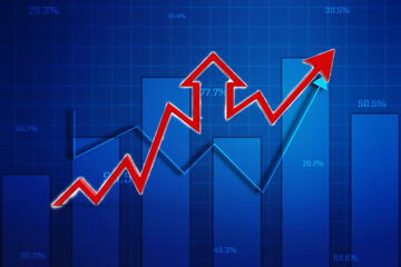 3d rendering business graph and documents. Stock market chart. Business graph background, Financial Background