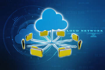 3d rendering Cloud computing concept, Cloud internet technology concept background, Cloud computing and network data Storage concept