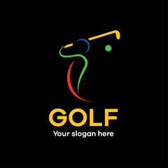 Golf colorful modern line logo template