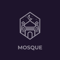 Mosque religion monoline simple logo template for your business